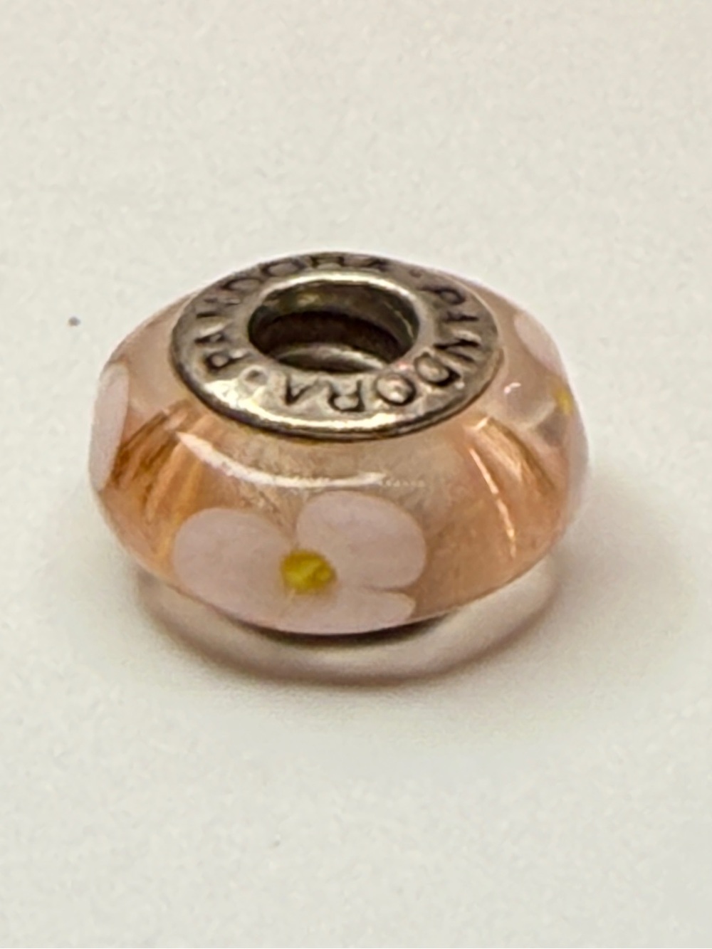 Retired Pandora Pink Flowers Murano Glass Charm 790619 925 ALE